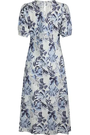 Weird Fish Delanie Printed Linen Rich Tea Dress 18