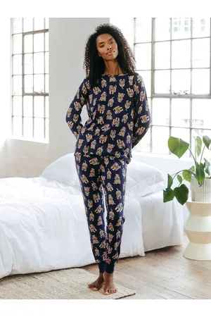 Chelsea Peers Blue Cockapoo Print Crewneck Long Pyjama Set AU 10