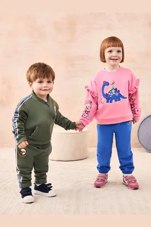 JoJo Maman Bébé Fuchsia Pink Dinosaur 2-Piece Frill Appliqué Sweatshirt & Joggers Set 6