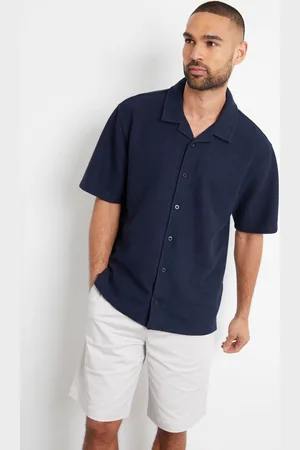 Threadbare Textured Revere Collar Short Sleeve Shirt medium