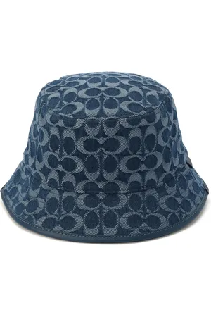 Coach Blue Signature C Denim Bucket 100% Cotton Hat X-Small/Small