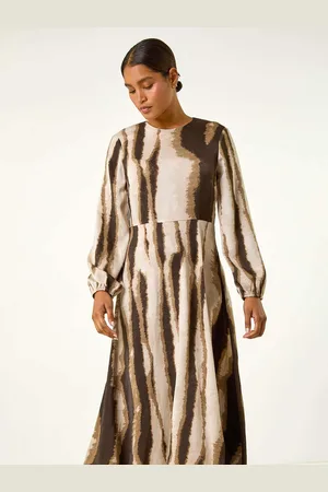 Roman Shadow Stripe Print Midi Dress AU 14
