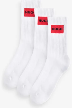 HUGO BOSS White Ribbed Stretch Cotton Socks 3 Pack L-XL