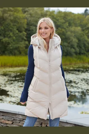 Threadbare Cream Longline Hooded Padded Gilet AU 8