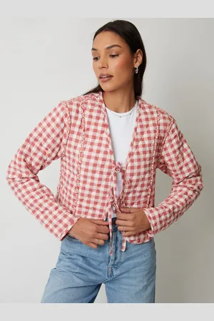 Threadbare Pink Floral Tie Front Reversible Quilted Jacket AU 14