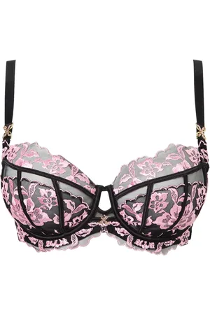 Ann Summers Black DD+ Non Pad Plunge Endless Attraction Foiled Embroidery Fuller Bust DD+ Non-Padded Plunge Bra 44 DD