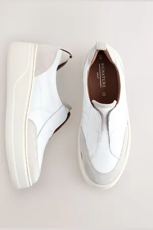 Next White Slip On Signature Forever Comfort Leather Chunky Wedge Platform Trainers AU 6 (EU 37)