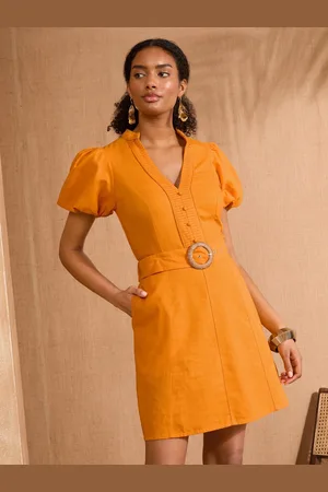Love & Roses V-Neck Belted Puff Sleeve Mini Dress AU 10