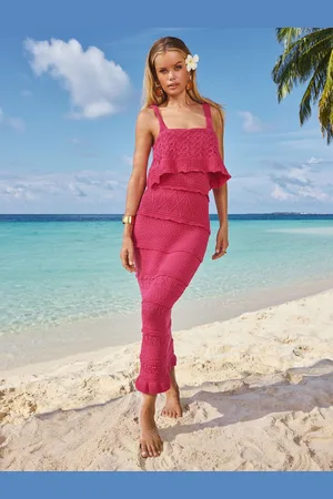 Lipsy London Petite Summer Crochet Knit Maxi Dress 10