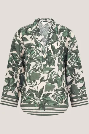 Monsoon Green Clover Floral Print Blouse XL