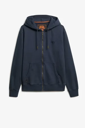 Superdry Eclipse Navy 100% Cotton Essential Logo Washed Zip Hoodie XXL