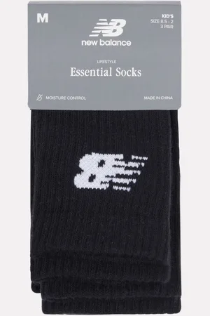 New Balance Black Kids Everyday Trainer Crew Socks 3 Pack 4-8