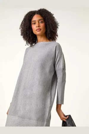 Roman Contrast Spot Border Knit Jumper Dress AU 20