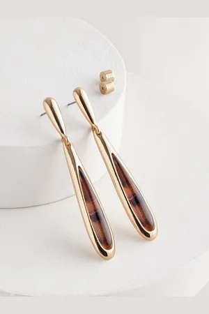 Next Gold Tone Resin Teardrop Earrings One