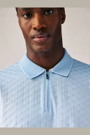 Next Slim Fit Smart Quarter Zip Polo Shirt 5XL
