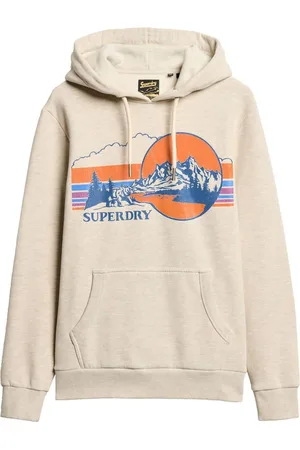 Superdry Oatmeal Grey Marl Outdoor Graphic Stripe Hoodie M