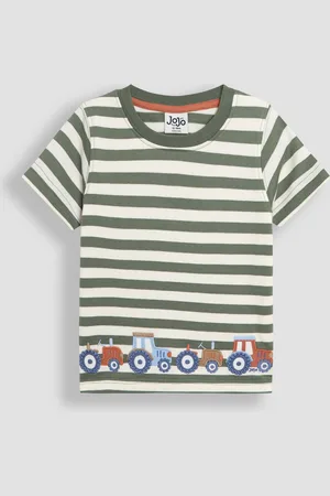 JoJo Maman Bébé Khaki Tractor Appliqué Border T-Shirt 6