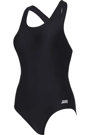 Zoggs Cottesloe Flyback Ecolast Black Swimsuit One piece AU 10