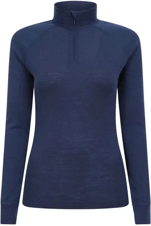 Mountain Warehouse Light Blue Womens Merino Zip Neck Thermal Top AU 10