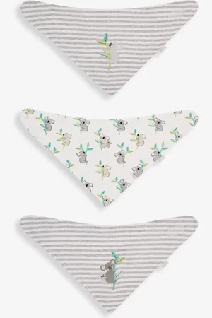 JoJo Maman Bébé Grey Koala Cotton Baby Dribble Bibs 3 Pack One