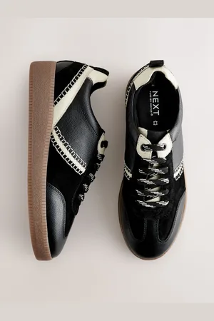 Next Black Forever Comfort Leather Chunky Sole Lace-Up Trainers AU 8 (EU 39)