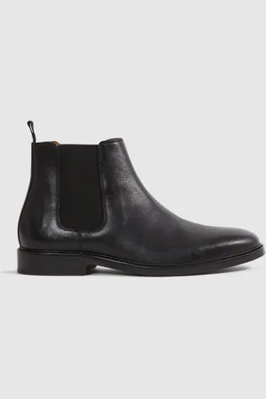 Reiss Black Renor Leather Chelsea Boots uk9eu43
