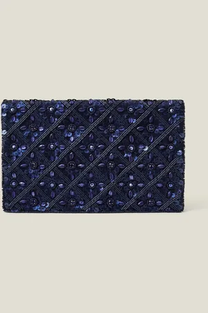 Accessorize Blue Tianna Metallic Embellished Clutch Bag one