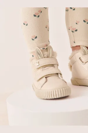 Next Bone White Bunny Standard Fit (F) Touch Fasten Strap High Top Trainers AU 9.5 (EU 27.5)