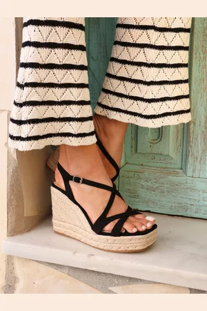 Linzi Black Lexie Strappy Square Toe Wedges AU 9 (EU 41)
