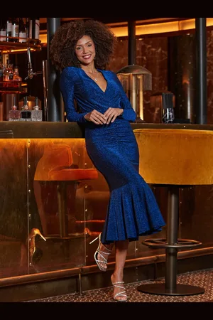 Sosandar Sparkle Ruched Midi Dress AU 16