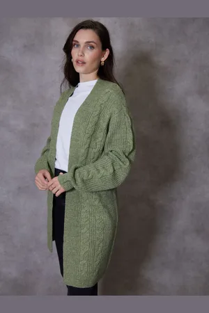 Threadbare Green Ladies Rozanna Cable Detail Cardigan AU 16