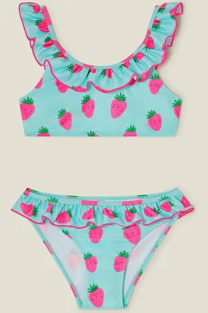 Accessorize Blue Girls Strawberry Bikini Set 7
