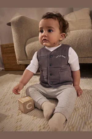 Next Charcoal Grey Baby Gilet and Joggers 3 Piece Set 3