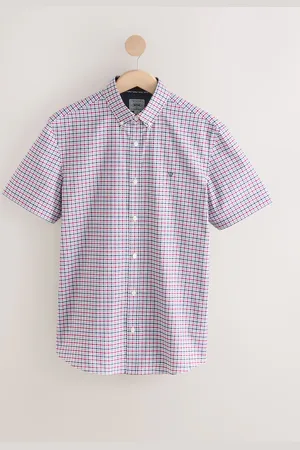 Next Gingham Check Short Sleeve Shirt 3XL