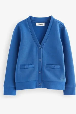 Clarks Blue Girls Bow Sweat School Cardigan 128134cm