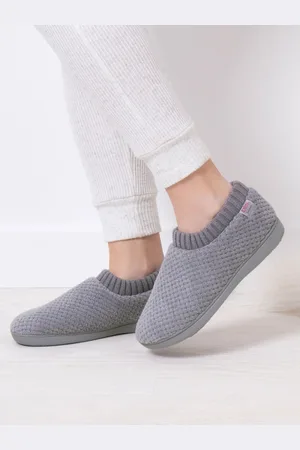 Totes Grey Ladies Isotoner Popcorn Full Back Bootie Slippers AU 6 (EU 36)