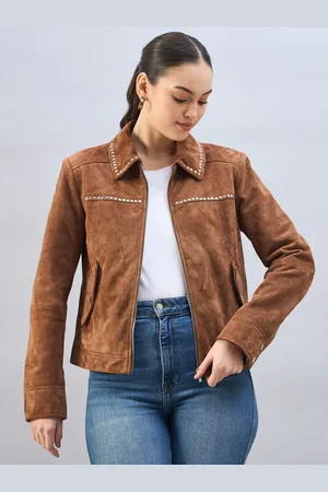 Urban Code Brown Suede Studded Harrington Jacket AU 18