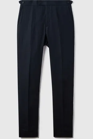 Reiss Navy Kin Slim Fit Linen Trousers 32