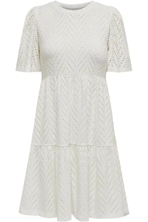 JDY Short Sleeve Pointelle Tiered Jersey Dress AU 18