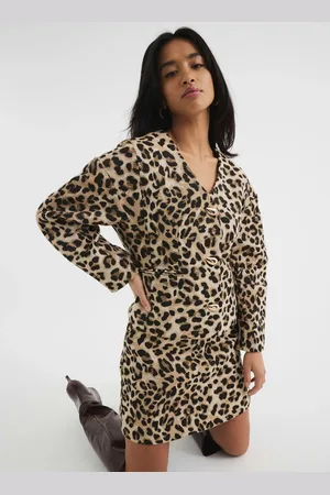 River Island Brown Petite Leopard Print Sculpt Jacket AU 6