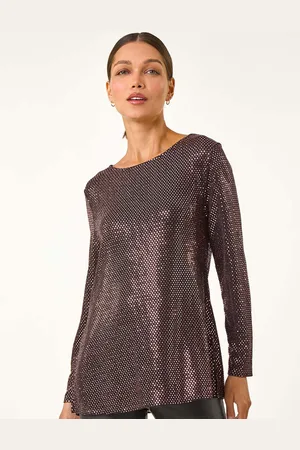 Roman Metallic Shimmer Cowl Back Tunic AU 12