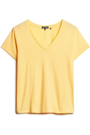 Superdry Yellow Slub Embroidered V-Neck T-Shirt AU 10