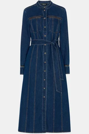 Whistles Myra Denim Midi 100% Cotton Dress AU 14