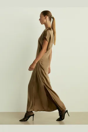 Reiss Kora Satin Short-Sleeve Midi Dress AU 4