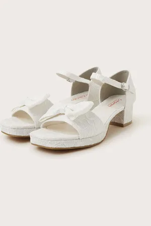 Monsoon Natural Bow Lace Heeled Sandals AU 2 (EU 34)