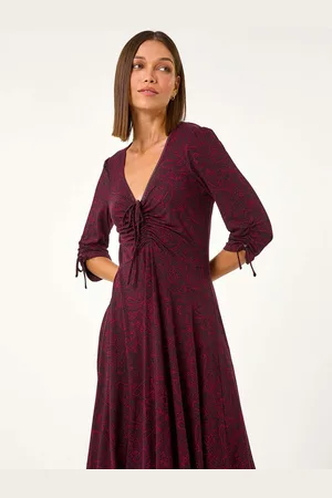 Roman Ditsy Paisley Print Gathered Dress AU 14