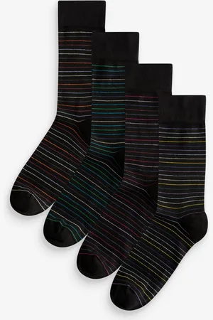 Next Black Colour Pop Stripe Pattern Modal Signature Socks 4 Pack UK 9