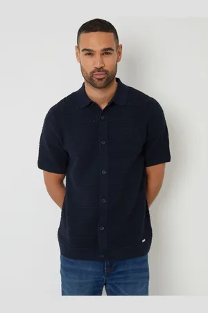 Threadbare Textured Knitted Button Through Polo Shirt XL