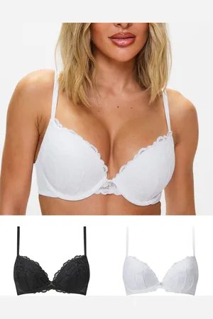Ann Summers Black & White Pad Plunge 2 Pack Sexy Lace Underwired Bra 32 B