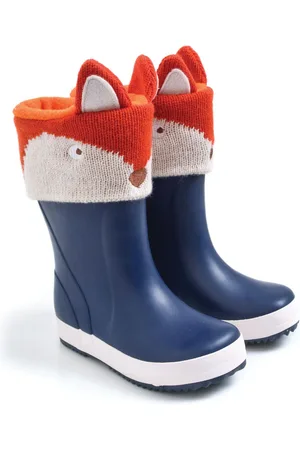JoJo Maman Bébé Rust Orange Fox Fox Welly Liners AU 9 (EU 27)